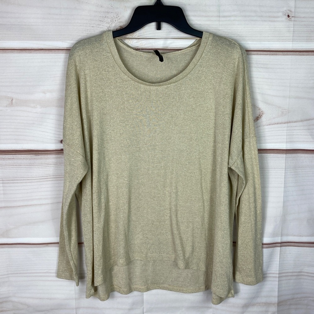 Gentle Fawn Top Womens M Gold Knit T-Shirt Long Sleeve Drop Shoulder Lightweight